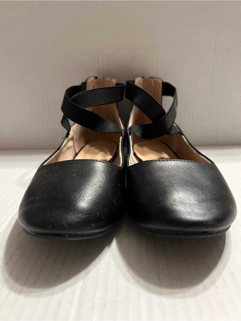 DreamPairs Sole-Stretchy Black Faux Leather Ballet Flats